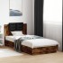 Cama con cabecero madera de ingeniería roble ahumado 100x200