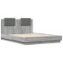 Estructura cama con cabecero luces LED gris Sonoma 135x190