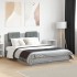 Estructura cama con cabecero luces LED gris Sonoma 135x190