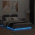 Estructura cama con cabecero luces LED gris Sonoma 135x190