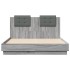 Estructura cama con cabecero luces LED gris Sonoma 135x190