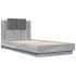 Estructura de cama cabecero luces LED gris Sonoma 75x190