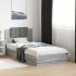 Estructura de cama cabecero luces LED gris Sonoma 75x190