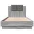 Estructura de cama cabecero luces LED gris Sonoma 75x190