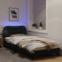 Estructura de cama con luces LED tela negro 90x190