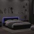 Estructura de cama con cabecero y luces LED negro 150x200