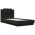 Estructura de cama con cabecero y luces LED negro 75x190