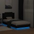 Estructura de cama con cabecero y luces LED negro 75x190