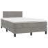 Cama box spring colchón y LED terciopelo gris claro 120x190