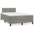 Cama box spring colchón y LED terciopelo gris claro 120x190