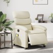 Sillón de masaje reclinable eléctrico cuero sintético crema