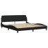 Estructura de cama con luz LED tela negro 180x200