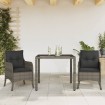 Set comedor de jardín 3 piezas con cojines ratán sintético gris