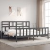 Estructura de cama con cabecero madera maciza gris 200x200 cm