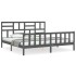 Estructura de cama con cabecero madera maciza gris 200x200