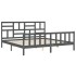 Estructura de cama con cabecero madera maciza gris 200x200