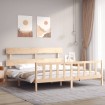 Estructura de cama de matrimonio con cabecero madera maciza