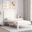 Estructura de cama con cabecero madera maciza blanco