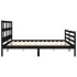 Estructura de cama con cabecero madera maciza negro 200x200