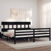 Estructura de cama con cabecero madera maciza negro 200x200 cm