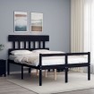 Cama para personas mayores con cabecero madera maciza negro