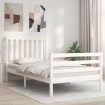 Estructura de cama con cabecero madera maciza blanco 100x200 cm