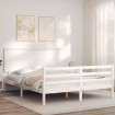 Estructura de cama matrimonio con cabecero madera maciza blanco