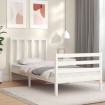 Estructura de cama con cabecero madera maciza blanco 100x200 cm