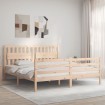 Estructura de cama de matrimonio con cabecero madera maciza