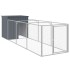 Caseta perros con corral acero galvanizado gris 110x405x110