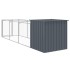 Caseta perros con corral acero galvanizado gris 110x405x110