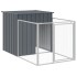 Caseta perros con corral acero galvanizado gris 110x405x110