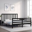 Estructura de cama con cabecero madera maciza negro 160x200 cm