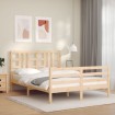 Estructura de cama con cabecero madera maciza 140x200 cm