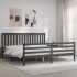 Estructura de cama con cabecero madera maciza gris 200x200