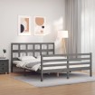 Estructura de cama con cabecero madera maciza gris 160x200 cm