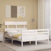 Estructura de cama con cabecero madera maciza blanco 140x190 cm