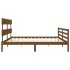 Estructura cama y cabecero madera maciza marrón miel 200x200