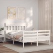 Estructura de cama con cabecero madera maciza blanco 140x190 cm