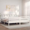 Estructura de cama con cabecero madera maciza blanco 200x200 cm