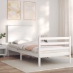 Estructura de cama con cabecero madera maciza blanco 100x200 cm