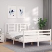 Estructura de cama con cabecero madera maciza blanco 140x190 cm