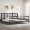 Estructura de cama con cabecero madera maciza gris 200x200 cm