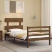 Estructura cama con cabecero madera maciza marrón miel 90x200cm