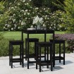 Set de mesa y taburetes altos jardín 5 piezas madera pino negro