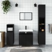 Set de muebles de baño 3 piezas madera contrachapada negro