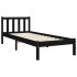 Estructura de cama con cabecero madera maciza negro 90x190