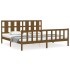 Estructura cama y cabecero madera maciza marrón miel 200x200