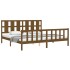 Estructura cama y cabecero madera maciza marrón miel 200x200