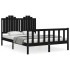 Estructura de cama con cabecero madera maciza negro 140x190